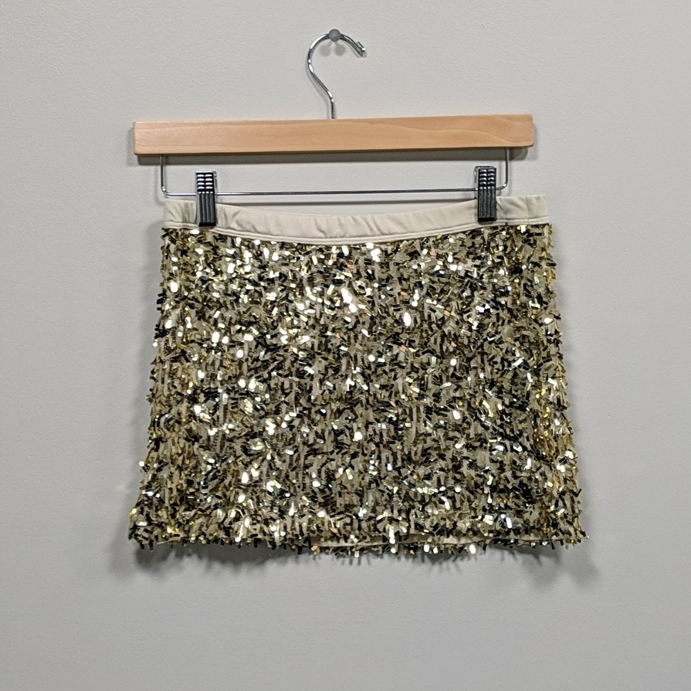 Gold sequin mini skirt